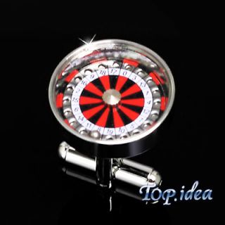 GAMBLING RUSSIAN ROULETTE WHEEL BALL MOVES SILVER RED ENAMEL ROUND 
