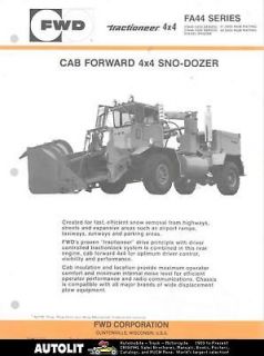 1987 FWD Tractioneer 4x4 FA44 Snow Plow Truck Brochure