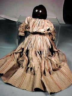 1920s Black Stump Rag Doll Button Eyes 1860s Rag Dress