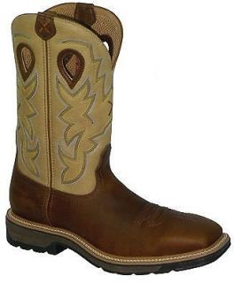 Mens Bridle Brown Leather Twisted X Lite Weight Cowboy Work Boots