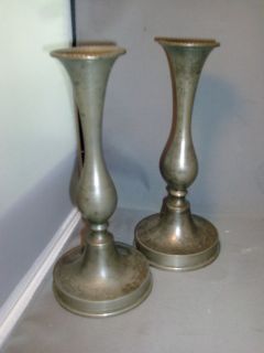   century American Federal Pewter Baluster Candlesticks Candle Sticks