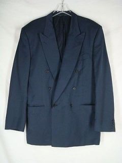 Size Eur 52 US 42 Canali Mens Navy Blue Wool Suit Jacket Coat Blazer 