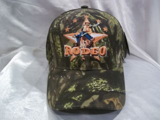 RODEO BULL RIDING BALL CAP HAT IN CAMO NEW NWT OSFM WESTERN COWBOY