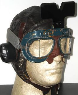 Vintage RARE WWII RAF Aviator Spitfire Pilot Aviator Flight Helmet AND 