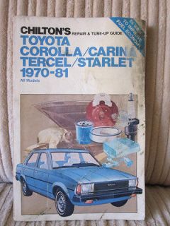 Toyota Corrola, Tercel, Carina, & Starlet Repair, Tune Up 