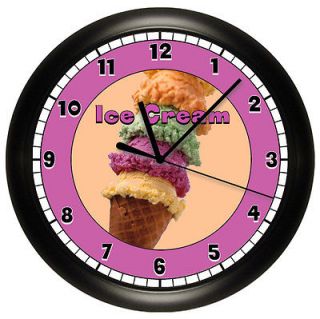 PERSONALIZED ICE CREAM PARLOR WALL CLOCK SHOP SWEET ART