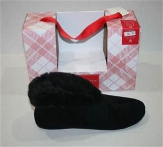   Club Womens Black Fuzzy Bootie Slippers Washable Size X Large XL New