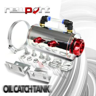 CHROME UNIVERSAL OIL CATCH RESERVIOR TANK/CAN W/RED CAP