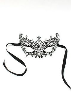   Luxury Metal Black Swirl Filigree Venetian Masquerade Mask. Crystals