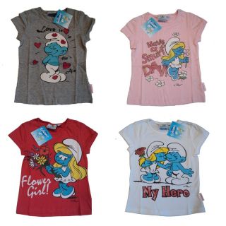   GIRLS OFFICIAL SMURFS TSHIRT/TOP CARTOON CHARACTERS Size 4 13 YEARS
