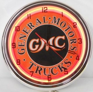 GMC Trucks 15 Neon Chome Clock Custom Pickup HD Parts Dealer Garage 