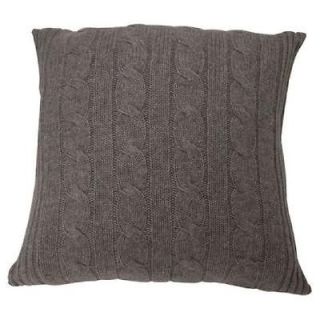 NEW A & R CASHMERE CABLE KNIT PILLOW CASE 18x18 HEATHER GREY