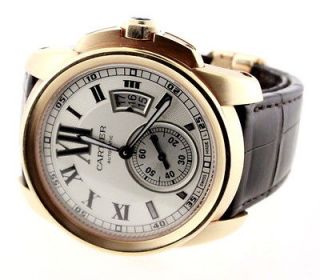 Authentic Cartier Calibre 18k Rose Gold/ White Dial 42mm Watch 91745QX 