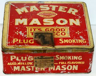   Mason Plug Smoking Large Tin box Rock city Tobacco Co Ltd, Quebec