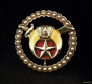 Vintage 14K Masonic Seed Pearl Brooch + 20% to Shriner Hospitals for 