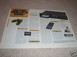 Carver SD/A 490t TUBE Cd Player Ad from 1991,2 pgs, ylw