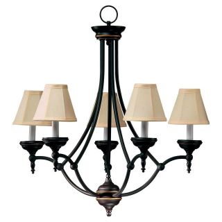 Chandelier 5 Lamp 25 Candelabra Olde World Finish with Fabric Shades 