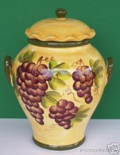   GRAPES COOKIE JAR Wine Kitchen Canister Decor Ceramic Wine Accent