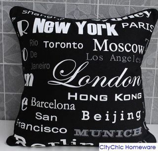   45cm TBL028 Black & White New York London city name cushion cover