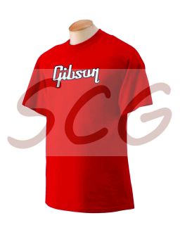 Gibson Guitar Tee Shirt with 8 inch Embroidered Patch 100% Cotton
