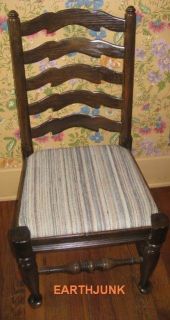 Ethan Allen Royal Charter Oak Upholstered Ladderback Chair 16 6020