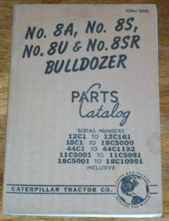Caterpillar 9A 9S 9U 9R Bulldozer 12C1 Parts Manual Form 30258