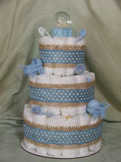 Tier Diaper Cake Its A Boy Blue Baby Shower Centerpiece