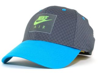 Nike Air Chainlink Anthracite Gray Blue Stretch Fit Cap Hat Lid Swoosh 