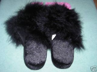 Charter ClubBlack Feathers Rubber Sole Slippers large