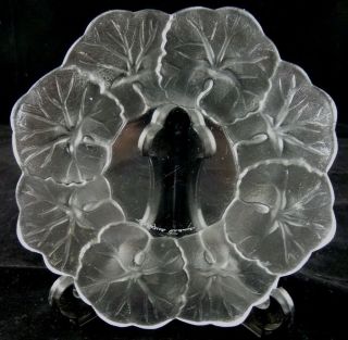 HONFLEURS CLEAR & SATIN CRYSTAL PLATE BY LALIQUE CRYSTAL FRANCE 1950s