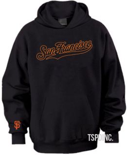 San Francisco Giants Script Logo Hoodie Black S 2XL 2012 NLW Champs 