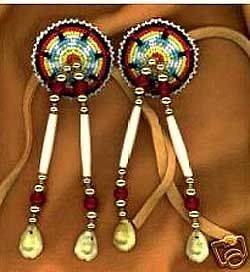 Hair ties native Beaded Rosette Hairpipe traditional pow wow regalia 
