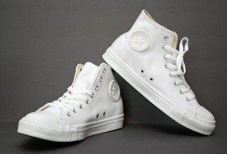 Chuck Taylor Converse All Star White leather Monochrome Hi Top Mens 