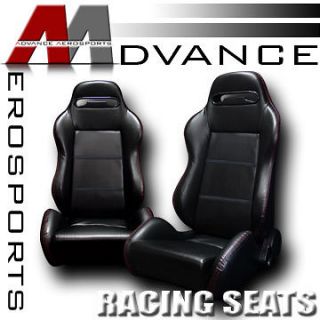   Black & Red Stitch Racing Seats+Sliders New 40 (Fits: C30 Chevrolet