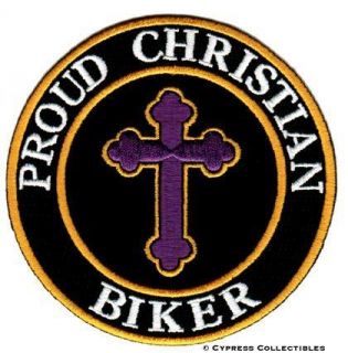 PROUD CHRISTIAN BIKER embroidered PATCH JESUS RELIGIOUS
