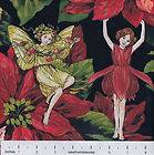 Holiday Fairies Flower Fairy Red Poinsettia Metallic Michael Miller 