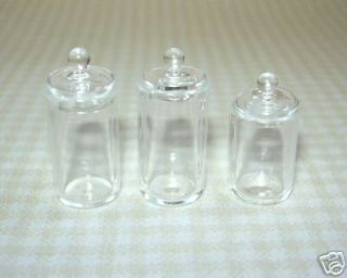 Miniature Set of 3 Glass Candy Jars w/Lids DOLLHOUSE