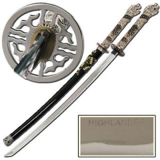 Handmade Full Tang Highlander Connor Macleod Katana Sword Black *New*
