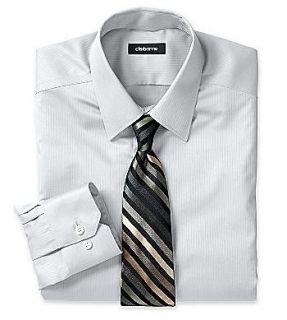 New~CLAIBORNE~SLIM FIT~Easy Care Satin Stripe Cotton Mens Dress Shirt 