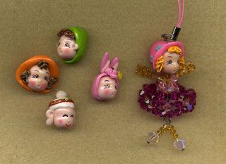 Polymer Clay Drilled Doll Head Beads About  19 To 25mm