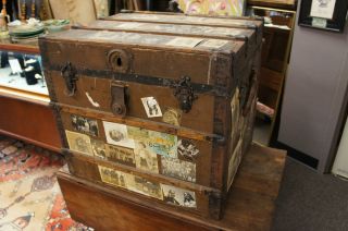 Vintage Steamer Trunk Travel Luggage Toy Treasure Chest Antique A B 