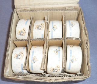  Country Bear Theodore Blue Bow set of 8 NEW in box napkin rings