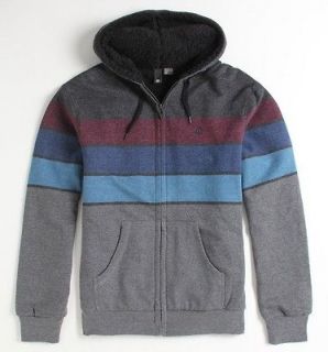 Element Landon Mens Sherpa Stripe Zip Hoodie Sweatshirt Jacket New NWT