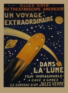 Jules Verne American Rocket Ship Voyage Film Movie Vintage Poster 