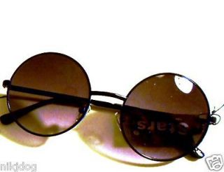 John Lennon Large Round Sunglasses Black Frame Gradient Purple Lenses