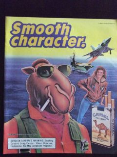 1989 Joe Camel Cigarettes Advertisement Aircraft Carrier Jet Fighter 
