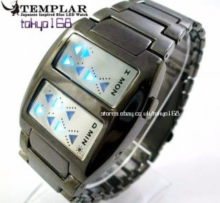   Templar Samurai Ice Blue Flash Silver / Black LED Watch BRAND NEW