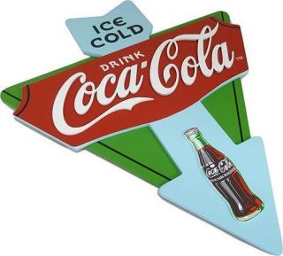 Coca Cola: Ice Cold Drink Coca Cola Wooden Triangle Sign   New 