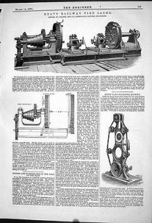   1879 Heavy Railway Tire Lathe Collier Emery Polishing Machinery