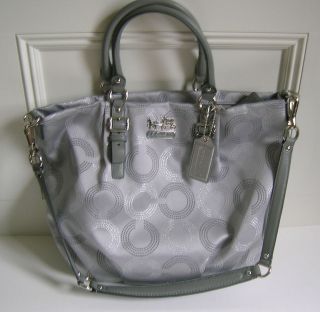 Coach Madison Dotted Op Art Emma Large Hand Bag 15939 Silver   NWT   $ 